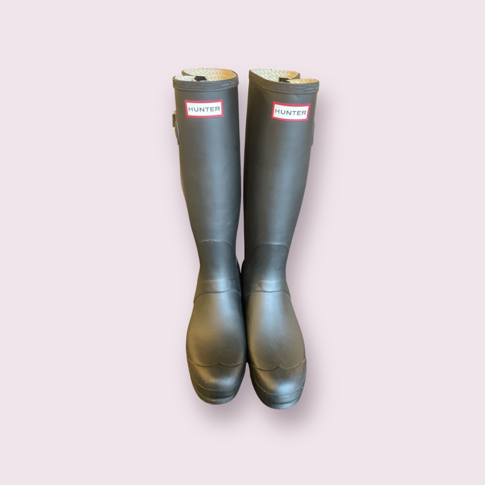 Hunter Tall Rain Boots Women Black Matte size 11